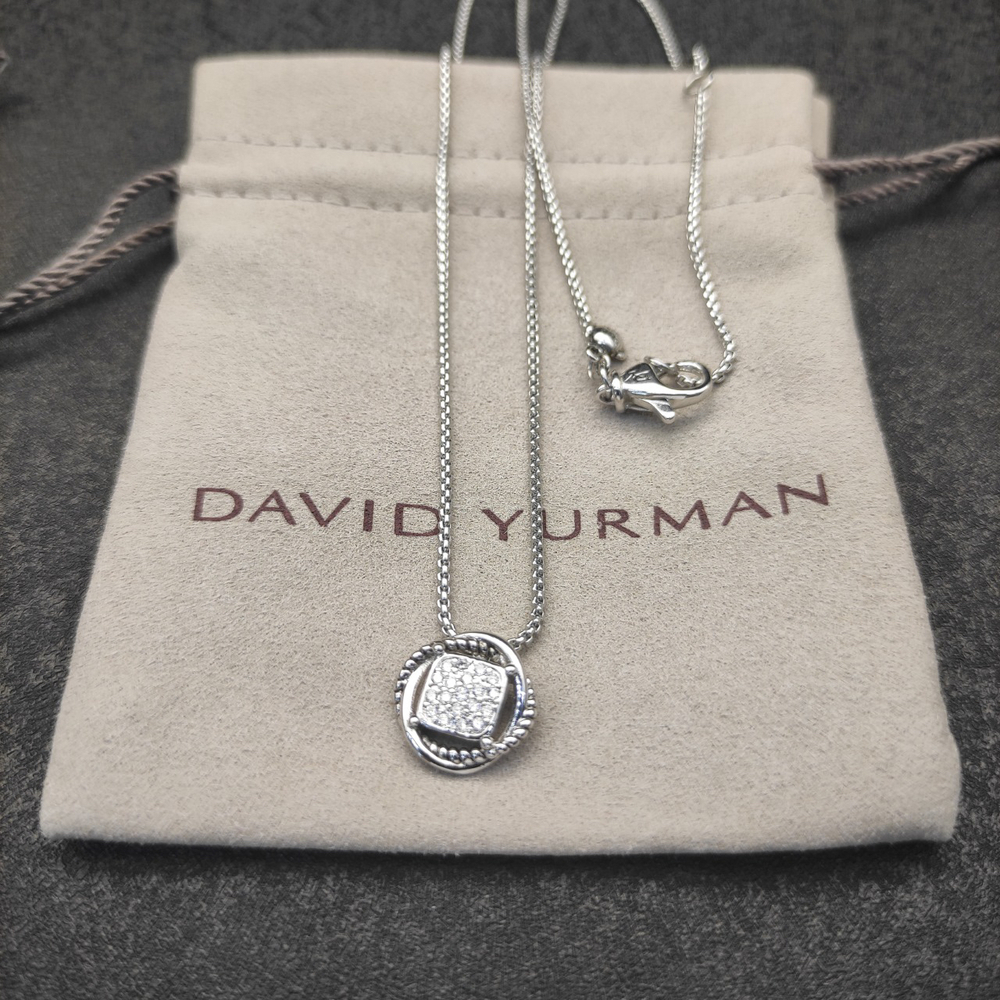 David Yurman twisted square diamond full diamond necklace